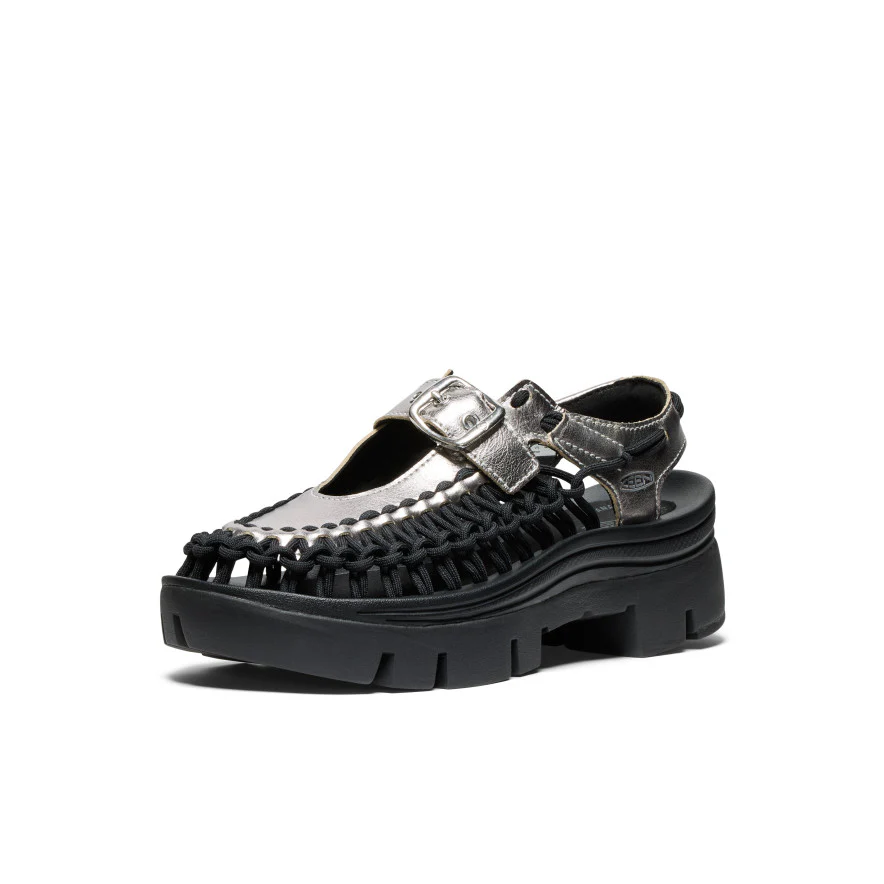 All Gender UNEEK PLT Mary Jane Sneaker  |  Silver/Black - Image 3