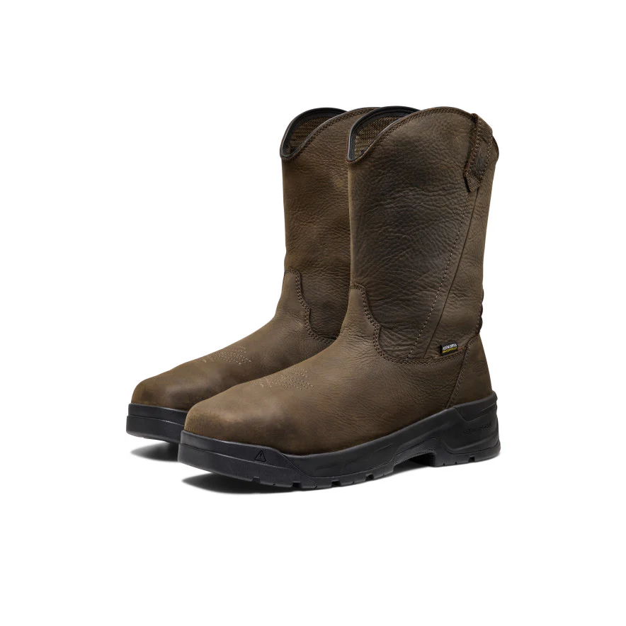 Men's CSA Flatland Pull-On Waterproof Work Boot INT MET (Carbon Toe)  |  Dark Brown/Black - Image 2