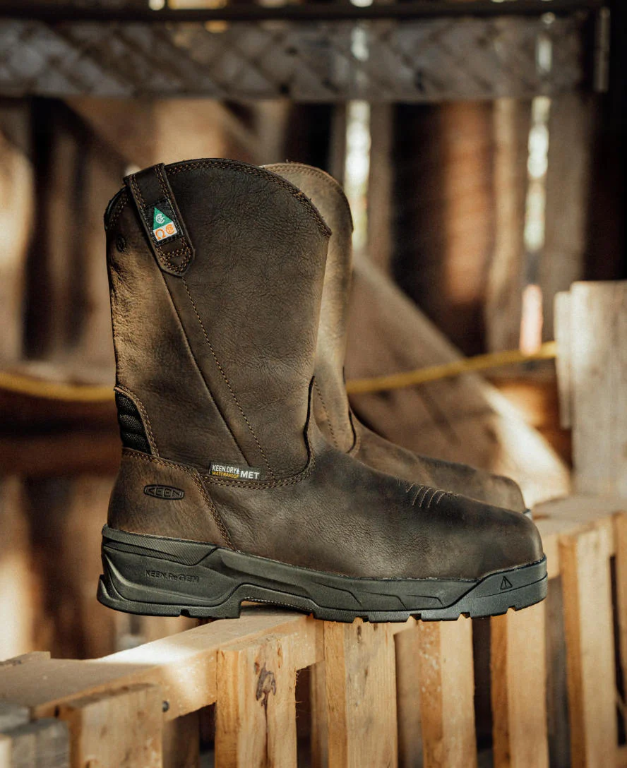 Men's CSA Flatland Pull-On Waterproof Work Boot INT MET (Carbon Toe)  |  Dark Brown/Black - Image 9