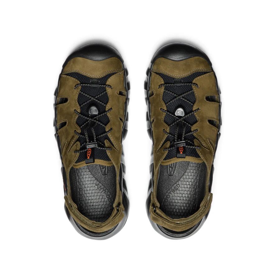 Men's Hyperport Fisherman Leather Sandal | Dark Olive/Black - Image 4