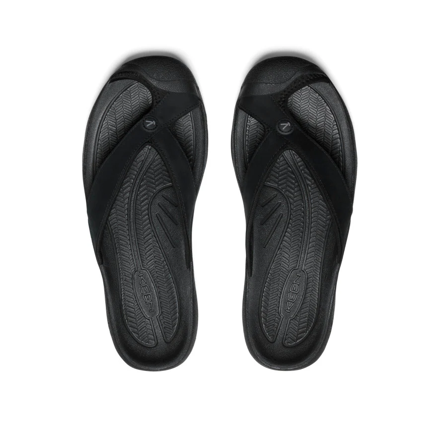 Men's Waimea Leather Flip-Flop  |  Black/Black - Image 4