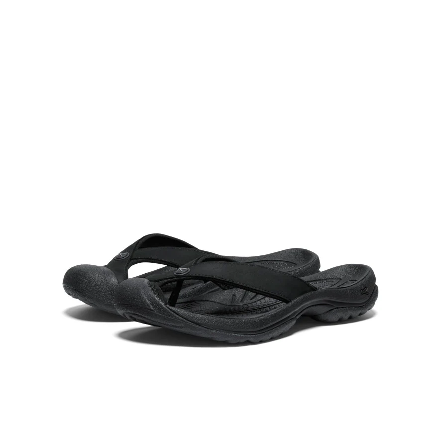 Women's Waimea Leather Flip-Flop  |  Black/Black - Image 2