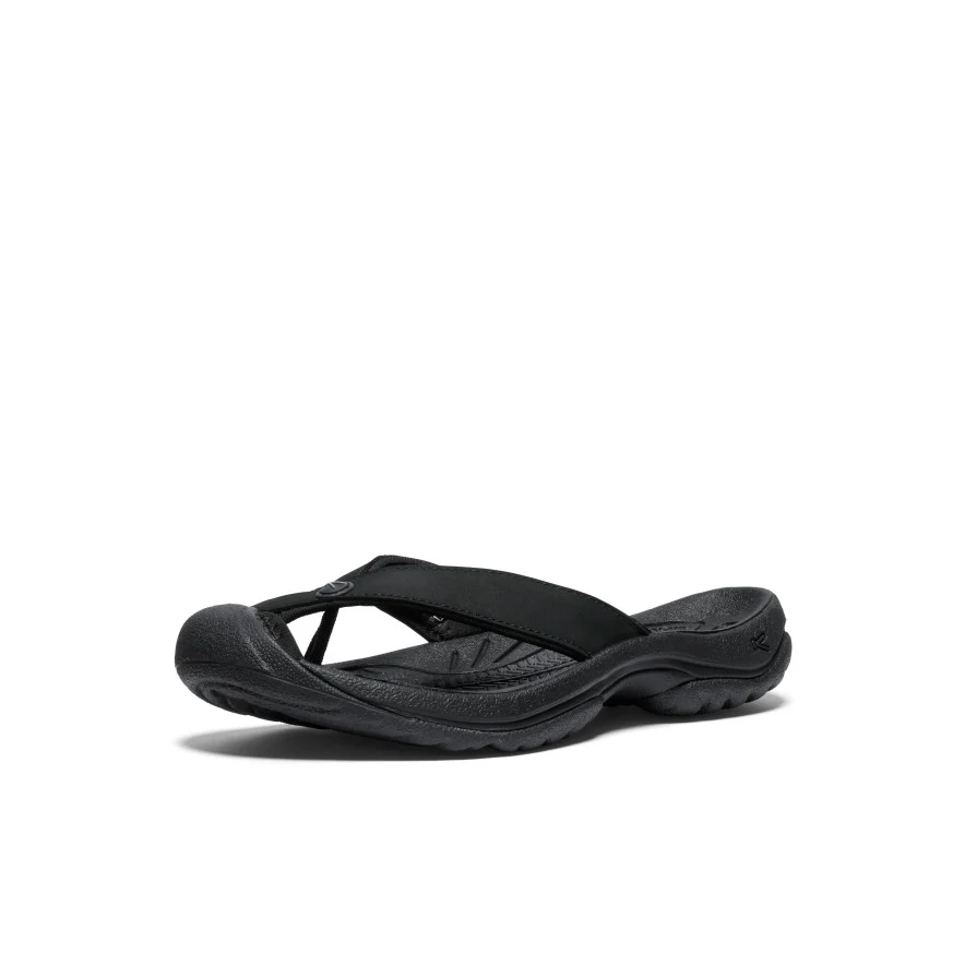 Women's Waimea Leather Flip-Flop  |  Black/Black - Image 3