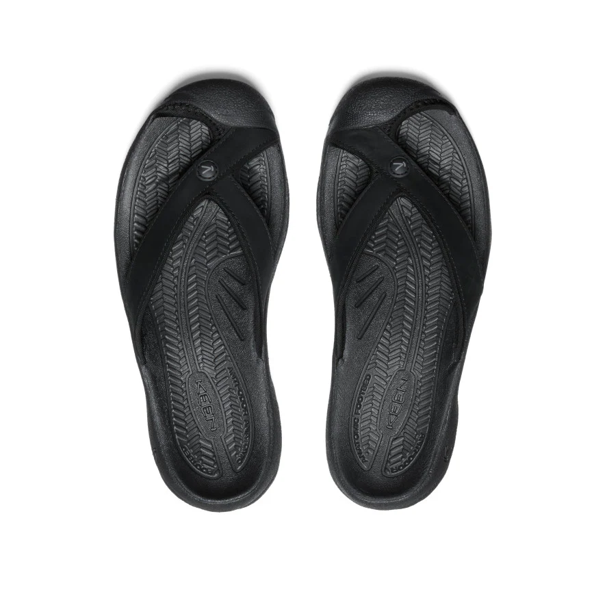 Women's Waimea Leather Flip-Flop  |  Black/Black - Image 4